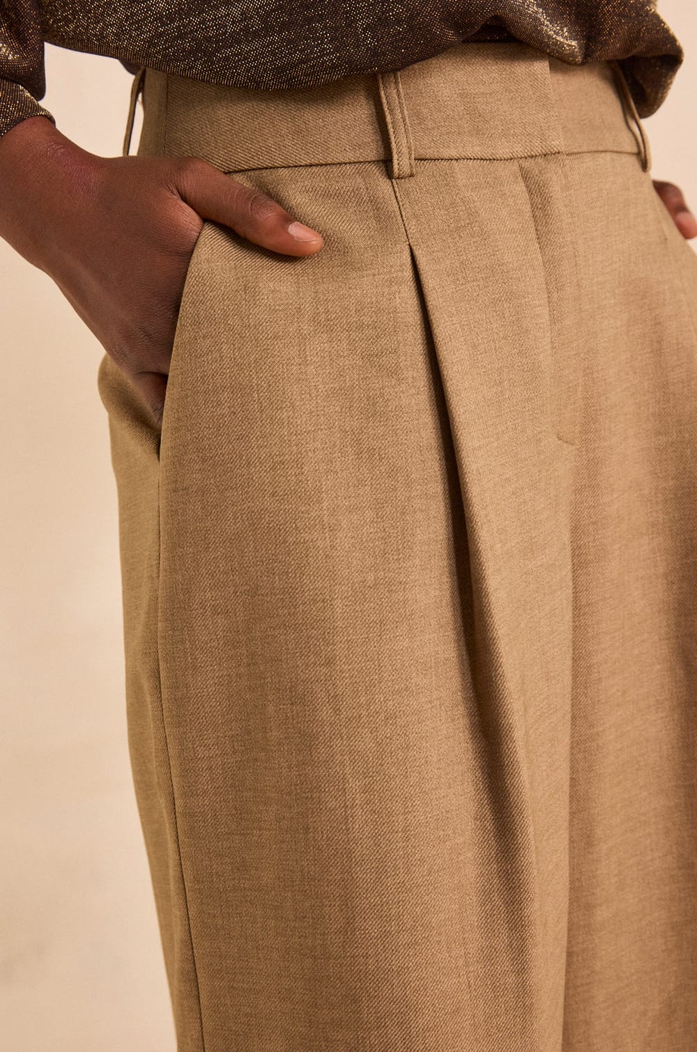 High-waisted bronze trousers FLAUBERT;${refinementColor}