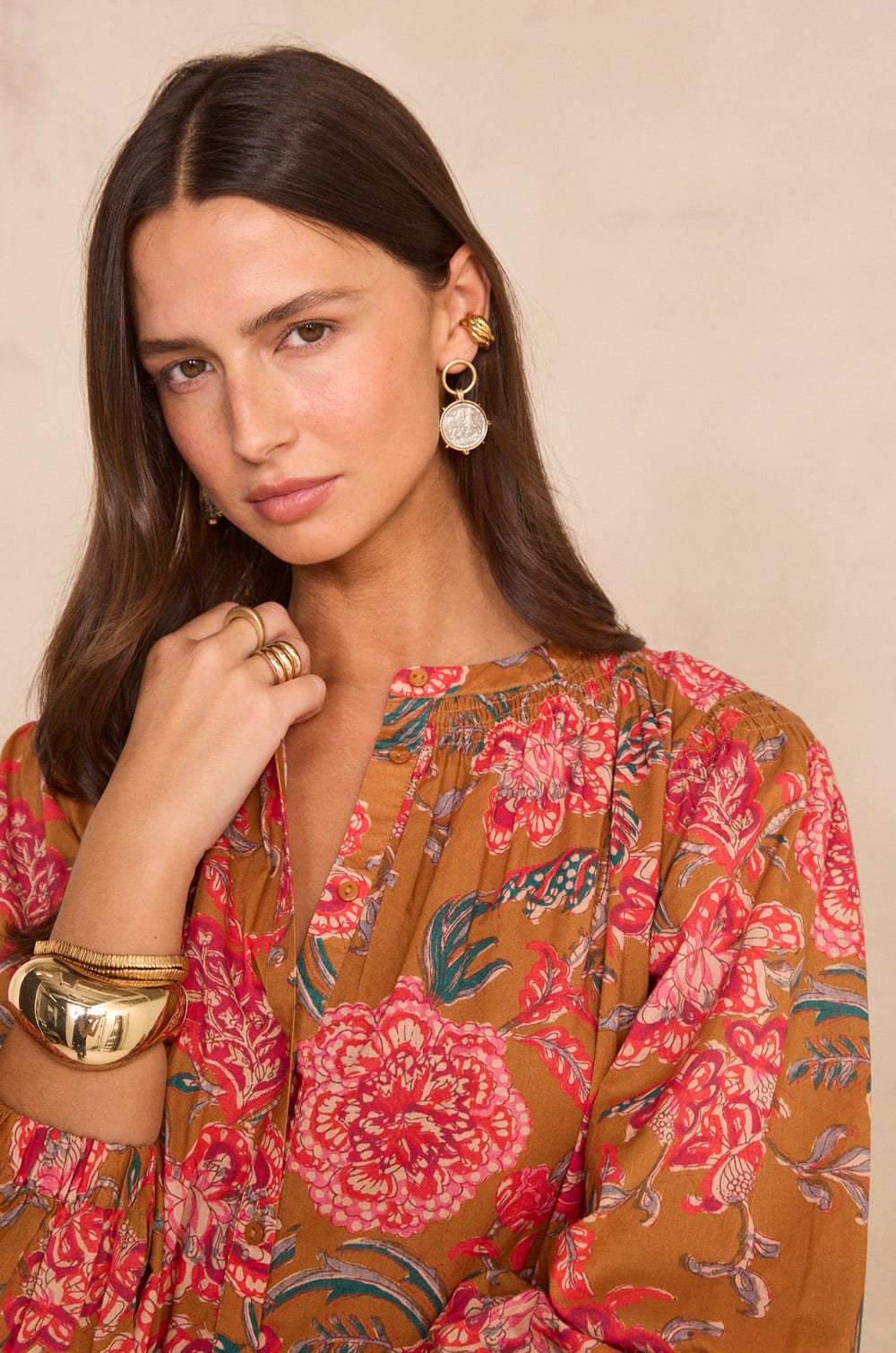 Printed long-sleeve cotton blouse DjJAZZ;${refinementColor}