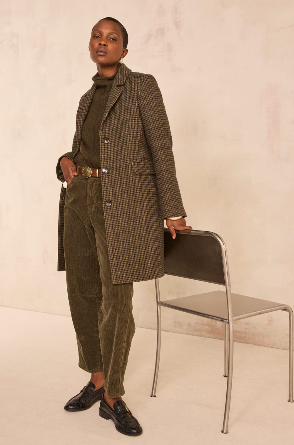 Checkered coat prince of wales pattern ANABELLE;${refinementColor}