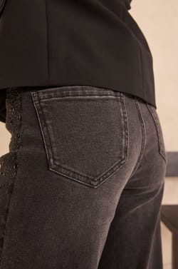 Pantalon noir &eacute;vas&eacute; en coton m&eacute;lang&eacute; SAVANA;${refinementColor}