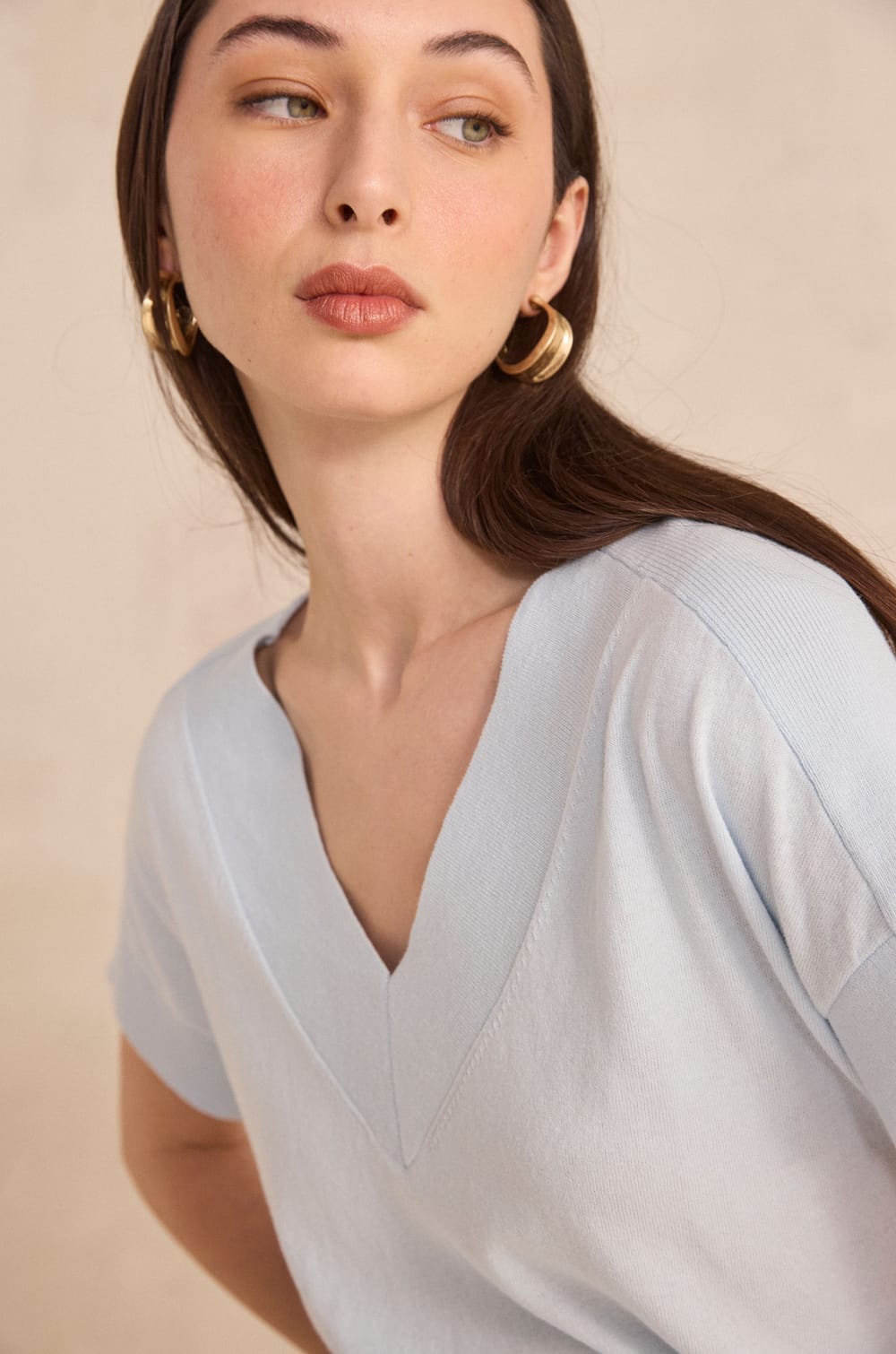 Short-sleeved cotton sweater PRETTY;${refinementColor}