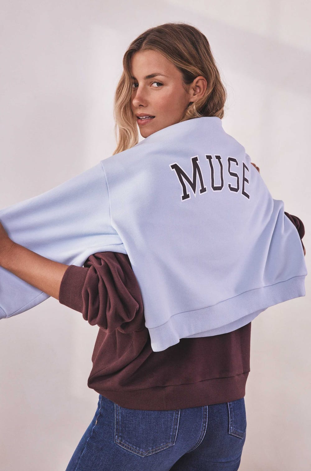 MUSE long sleeve blended cotton sweatshirt;${refinementColor}