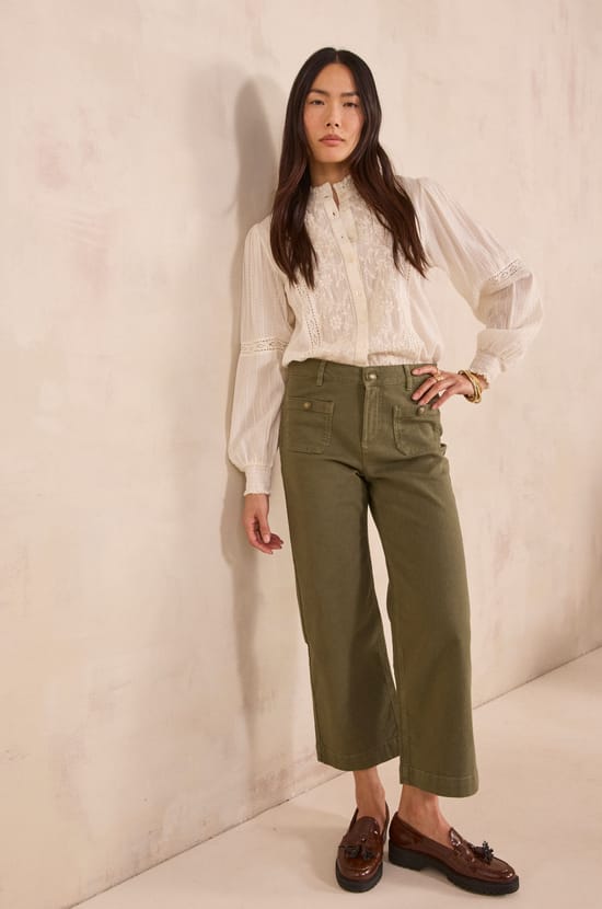 MAE wide cotton blend pants;${refinementColor}