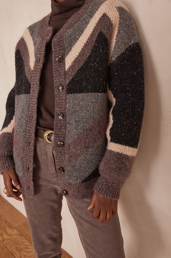 BRITNEY cardigan with jacquard pattern;${refinementColor}