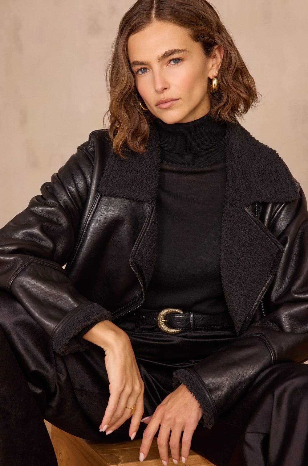 FOLIO leather jacket;${refinementColor}