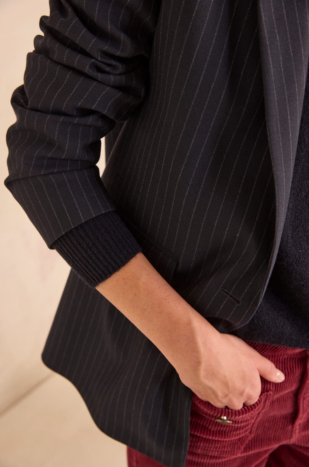 Nelia B Striped Long Sleeve Polyester Blend Jacket;${refinementColor}