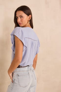 Short-sleeved cotton blouse DELHI;${refinementColor}