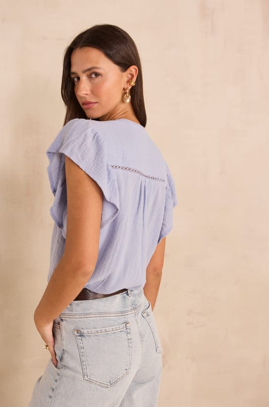 Short-sleeved cotton blouse DELHI;${refinementColor}