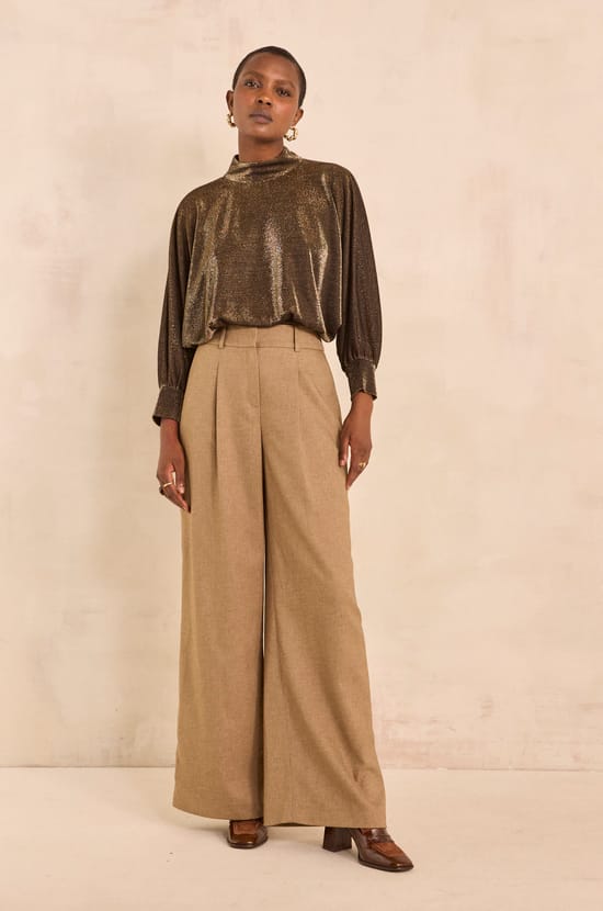High-waisted bronze trousers FLAUBERT;${refinementColor}