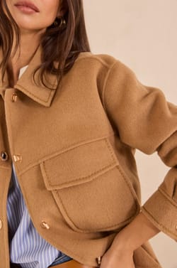 CLEA long sleeve blended wool jacket;${refinementColor}