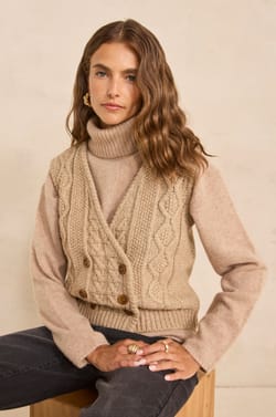 Sleeveless cotton and wool blend sweater AMEL;${refinementColor}