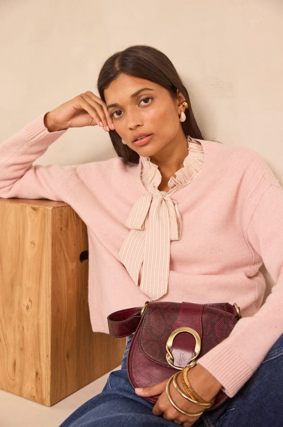 ALAN long sleeve mixed wool sweater;${refinementColor}