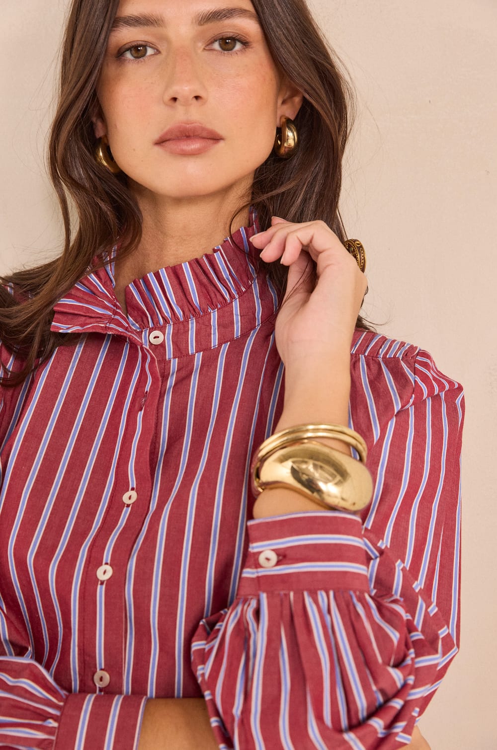 Striped cotton blouse MARISSA;${refinementColor}