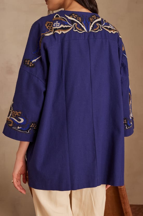 NOURIA embroidered cotton jacket;${refinementColor}