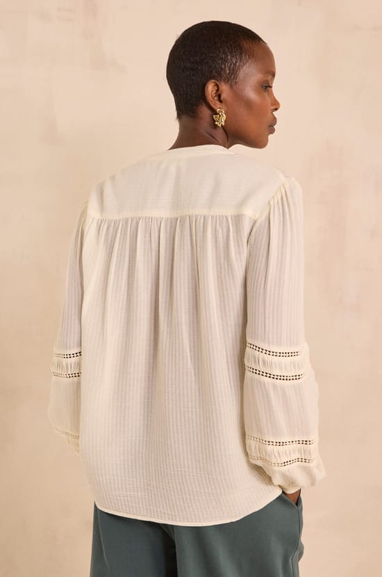 MAYA long-sleeve embroidered blouse;${refinementColor}