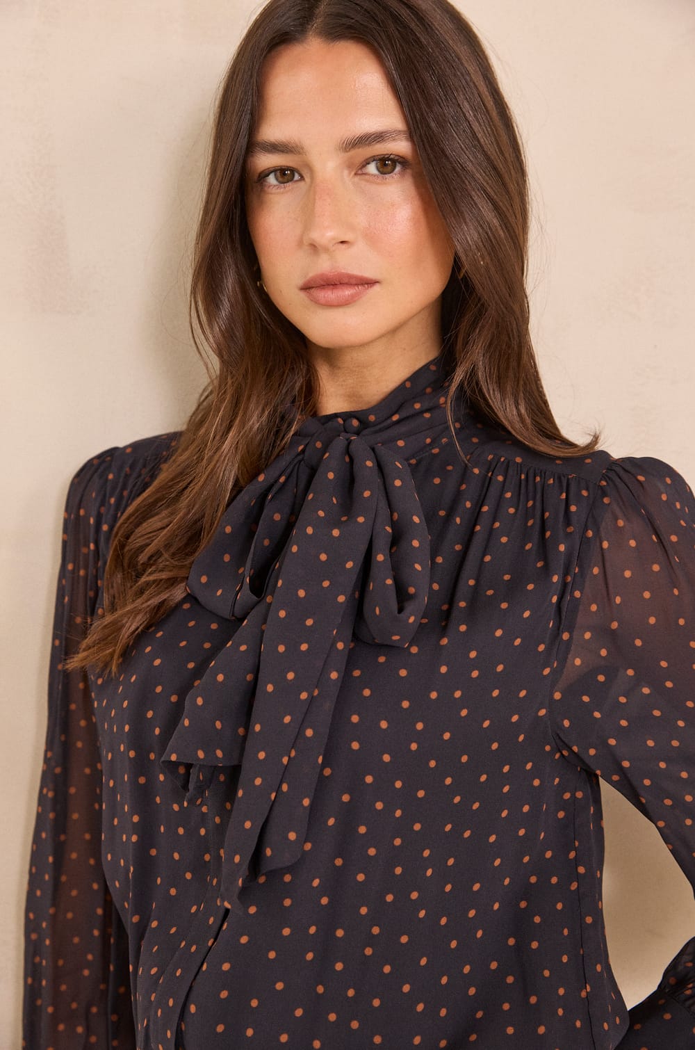 SPIRIT long-sleeved polka dot blouse;${refinementColor}