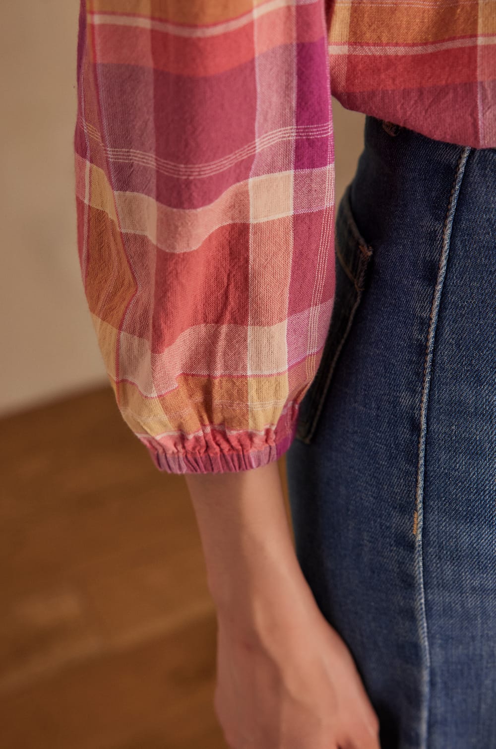 Blouse PRUDENCE &agrave; carreaux;${refinementColor}
