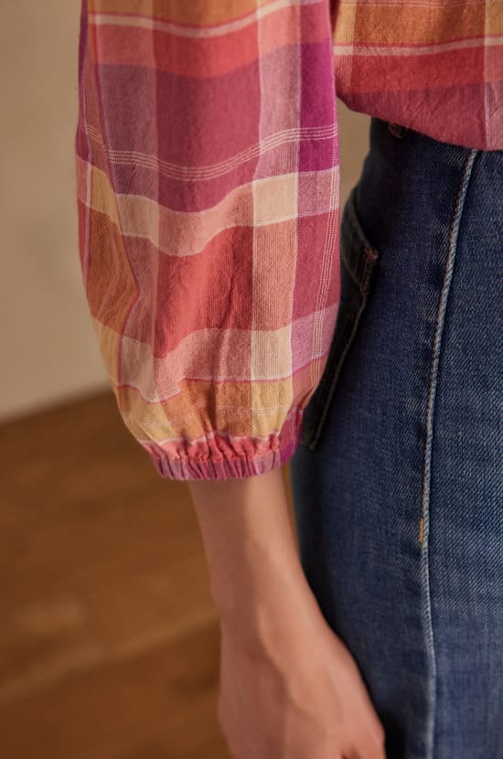 Blouse PRUDENCE &agrave; carreaux;${refinementColor}