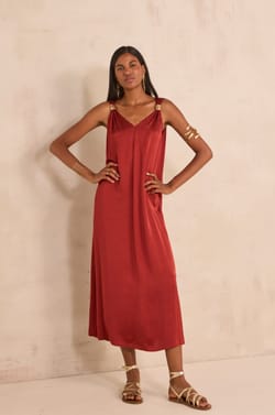 Penelope straight dress with straps;${refinementColor}