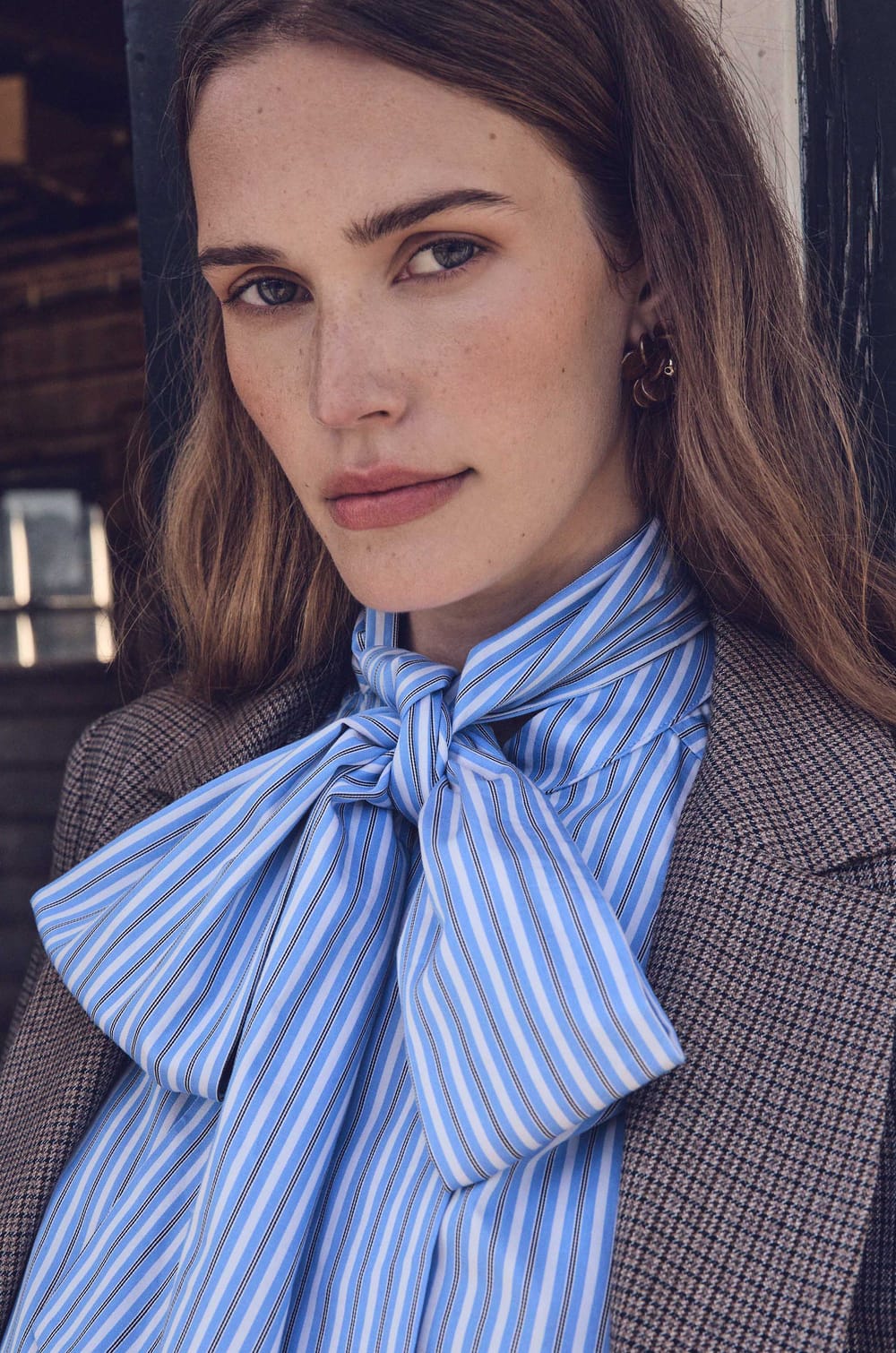 SANDRINE cotton striped shirt;${refinementColor}