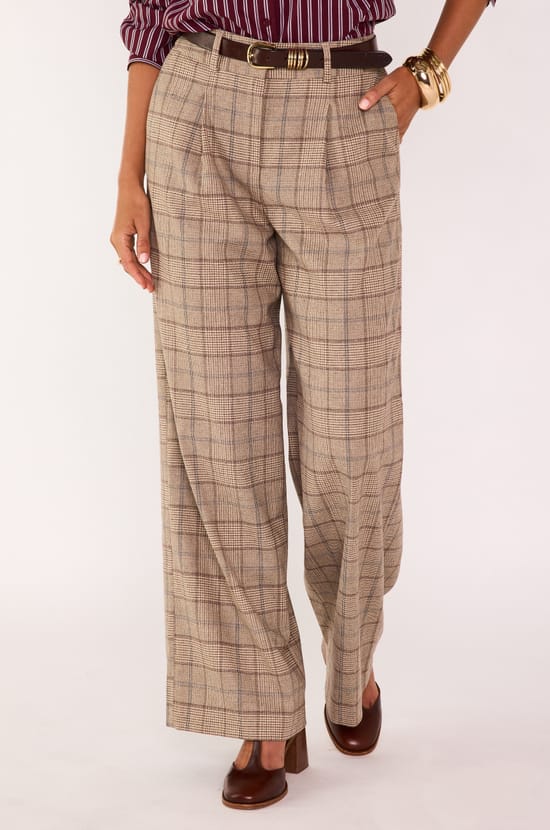 Pantalon Large &agrave; carreaux FLAUBERT ;${refinementColor}