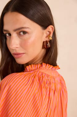 Striped short-sleeved cotton blouse SACHA;${refinementColor}