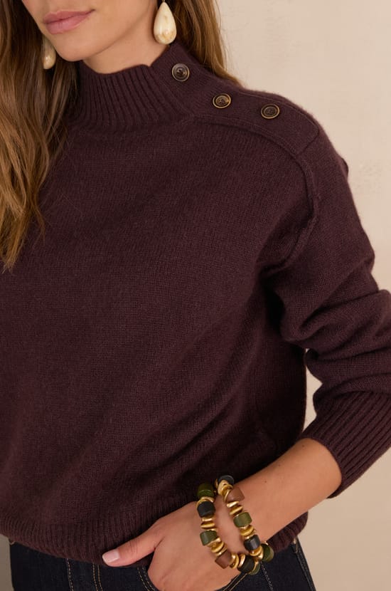 BRADLEY jumper in 100% cashmere with high neck;${refinementColor}