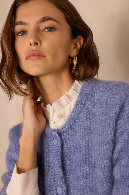 LOU mohair and alpaca cardigan;${refinementColor}