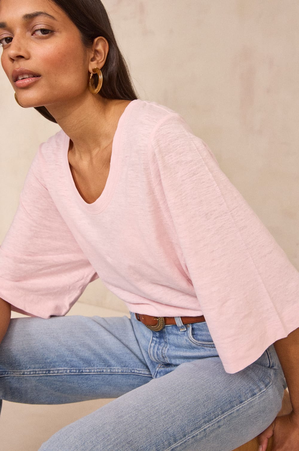 3/4 Sleeve Tshirt LIANA;${refinementColor}