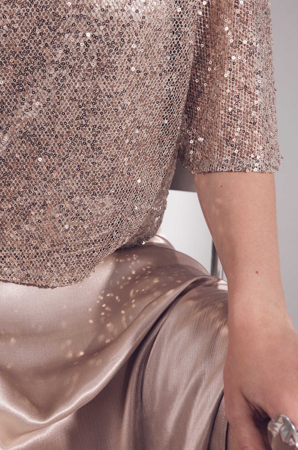 Shiny sequin straight dress;${refinementColor}