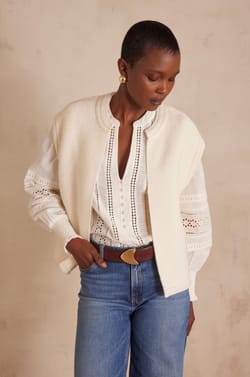 SONNY sleeveless cardigan in cotton;${refinementColor}