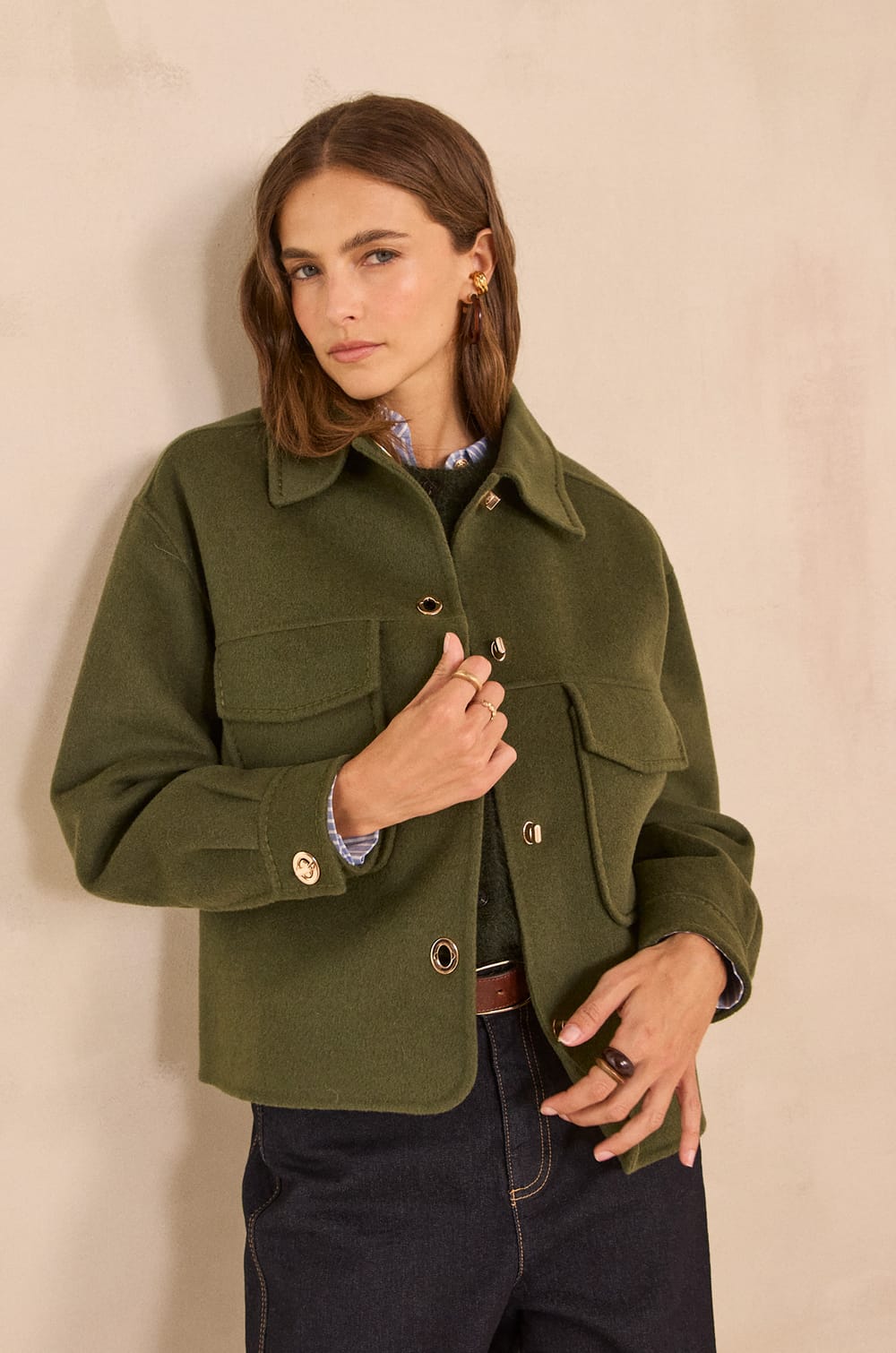 CLEA mixed wool jacket;${refinementColor}