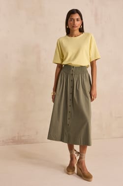 Fluid cotton midi skirt ORLANDO;${refinementColor}