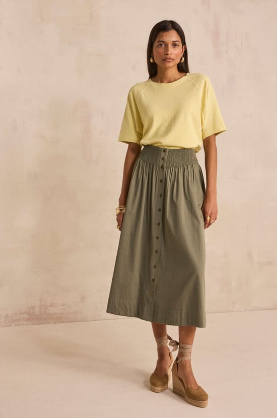 Fluid cotton midi skirt ORLANDO;${refinementColor}
