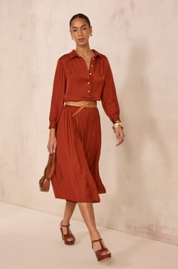 CRYSTAL pleated midi skirt;${refinementColor}