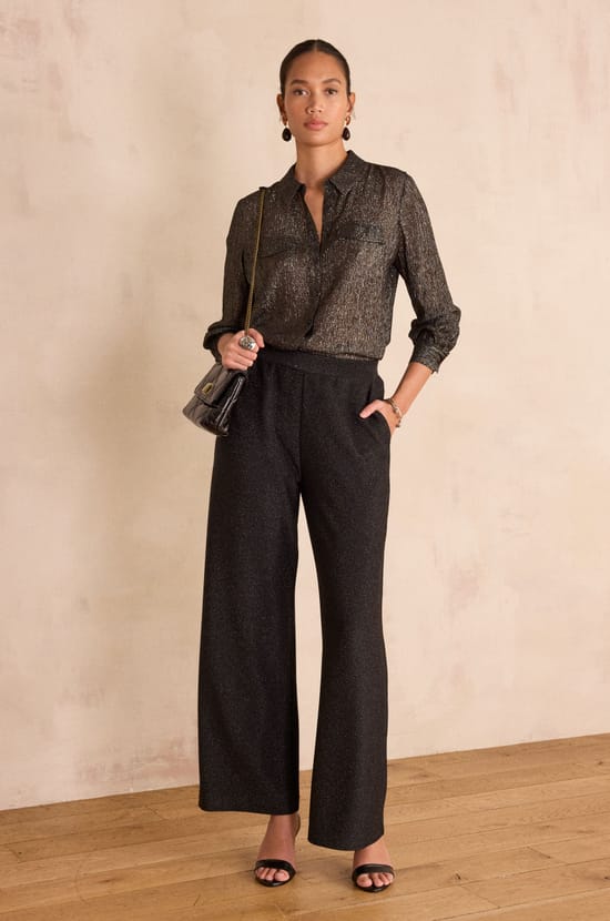 MONA straight lurex trousers;${refinementColor}