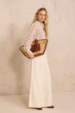 Blouse imprim&eacute;e &agrave; manches longues en coton SALIA;${refinementColor}