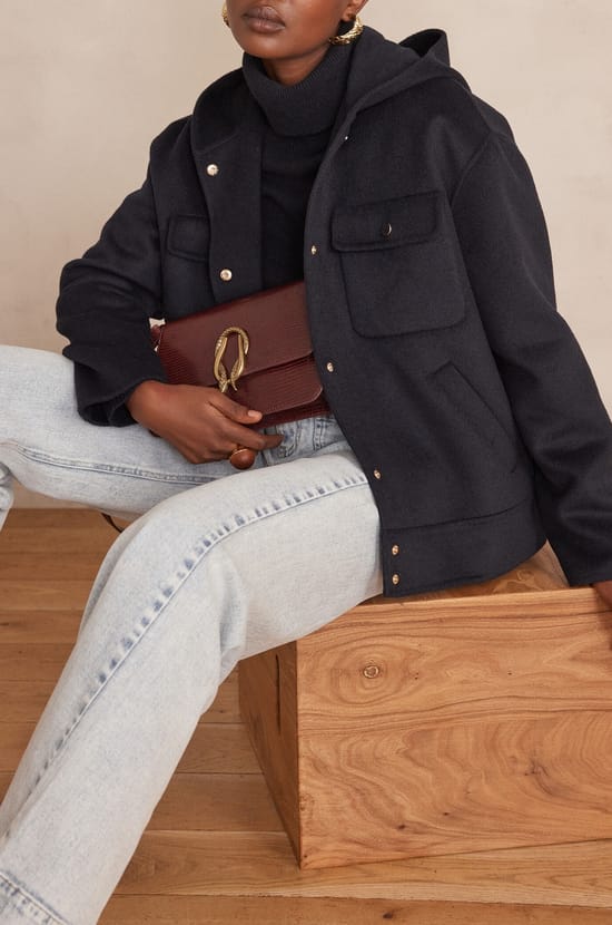 Blouson &agrave; capuche DOLINE en laine;${refinementColor}