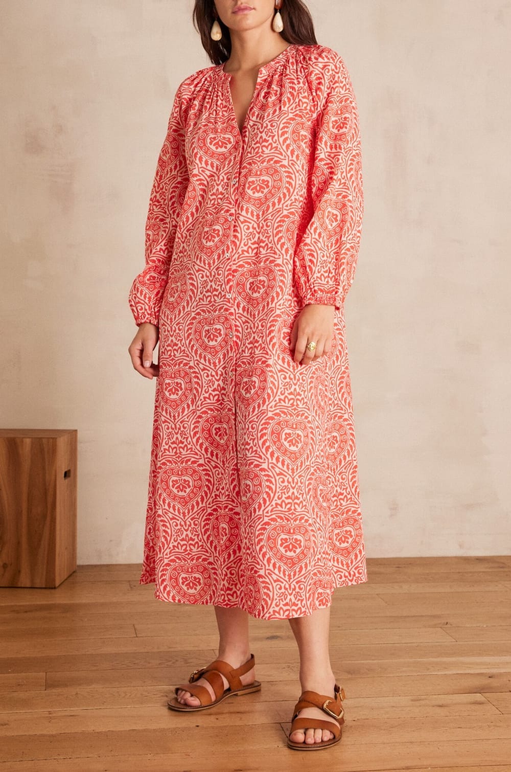Robe longue ROMANA en coton;${refinementColor}