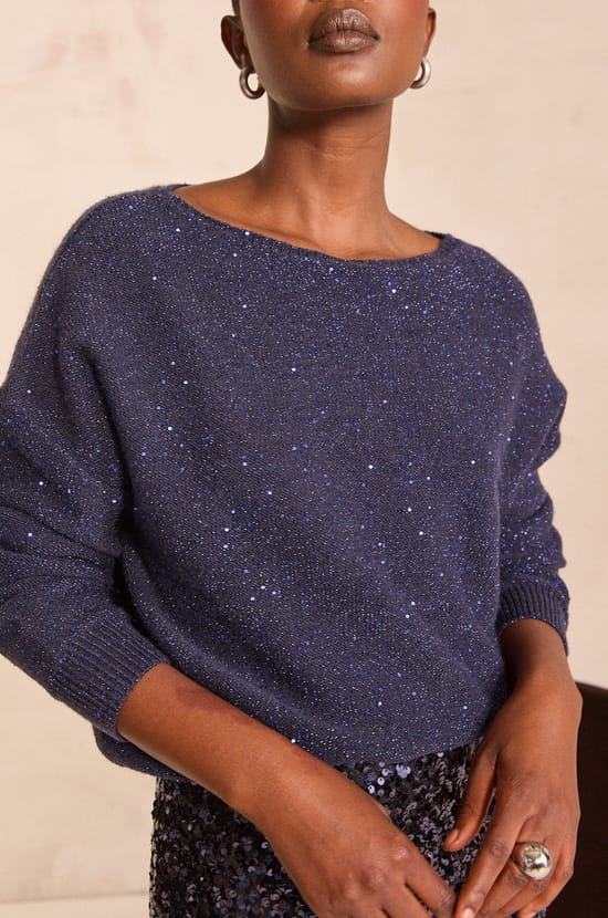 Glittery boat neck sweater BLAKE;${refinementColor}