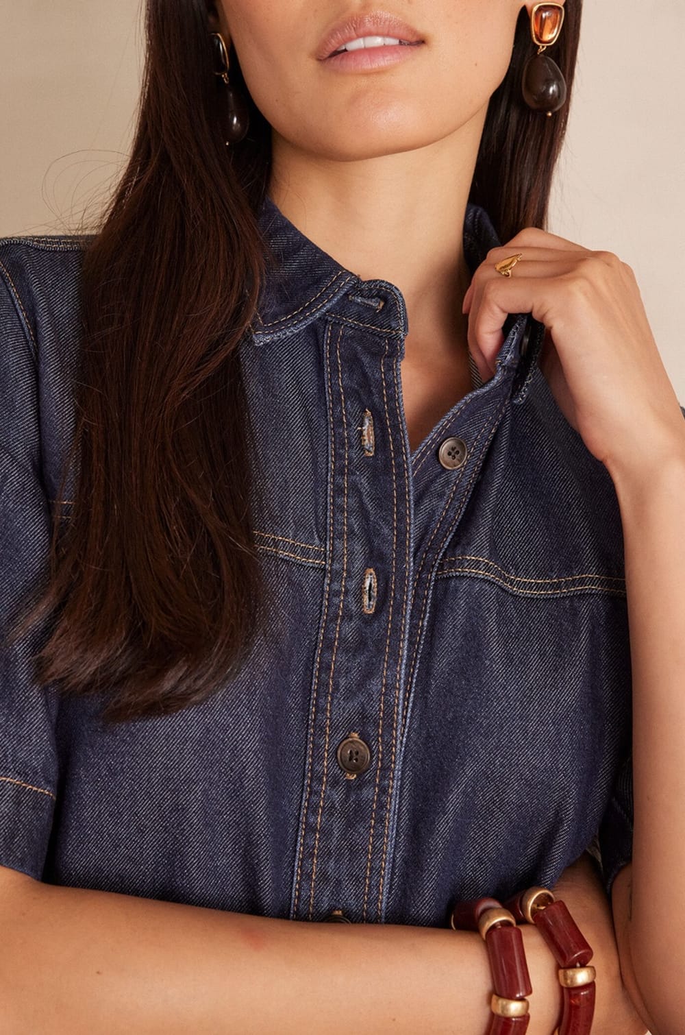 Robe RITA en coton denim;${refinementColor}
