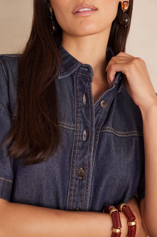 Robe RITA en coton denim;${refinementColor}