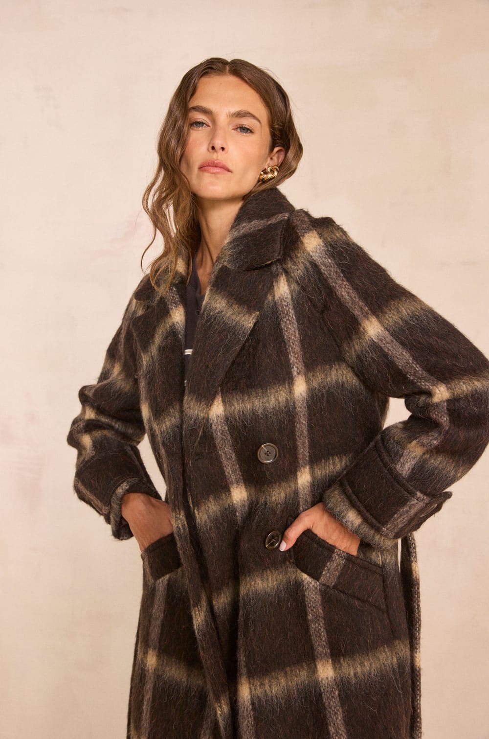 Long sleeve dense knit coat DAREN;${refinementColor}