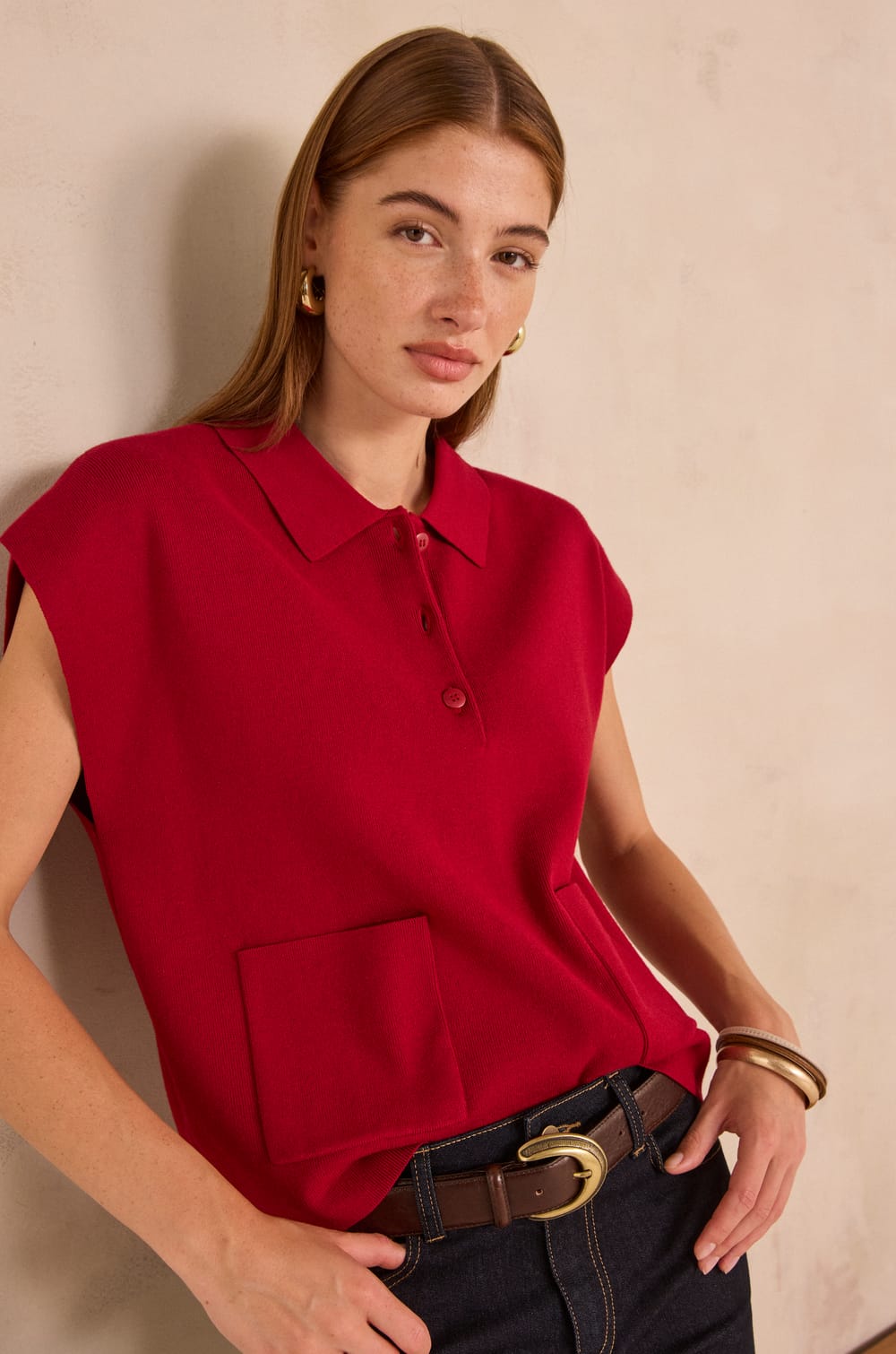 Sleeveless sweater AGLAE;${refinementColor}