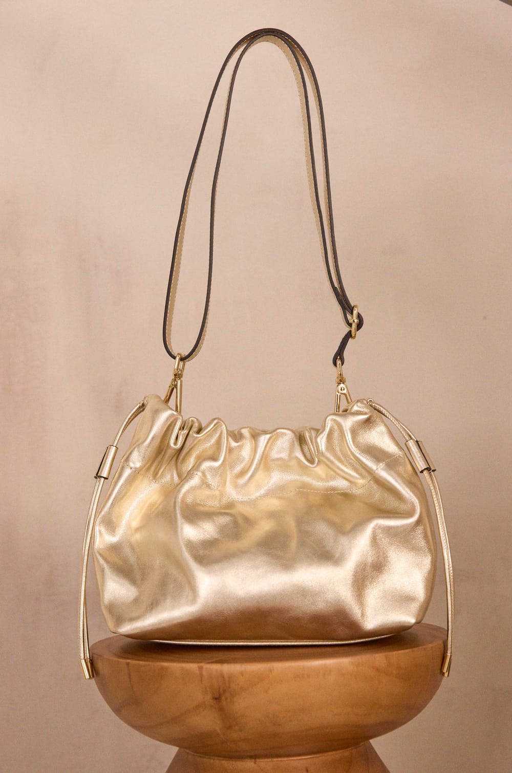 Mini VOLTAIRE golden leather bag;${refinementColor}