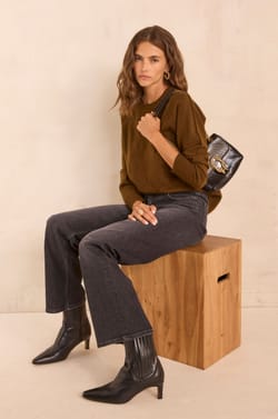 Long sleeve cashmere sweater 2 strands ARISTIDE;${refinementColor}