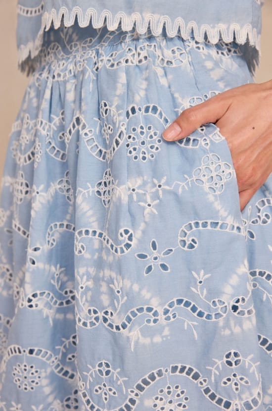 Embroidered cotton skirt ORIZON;${refinementColor}