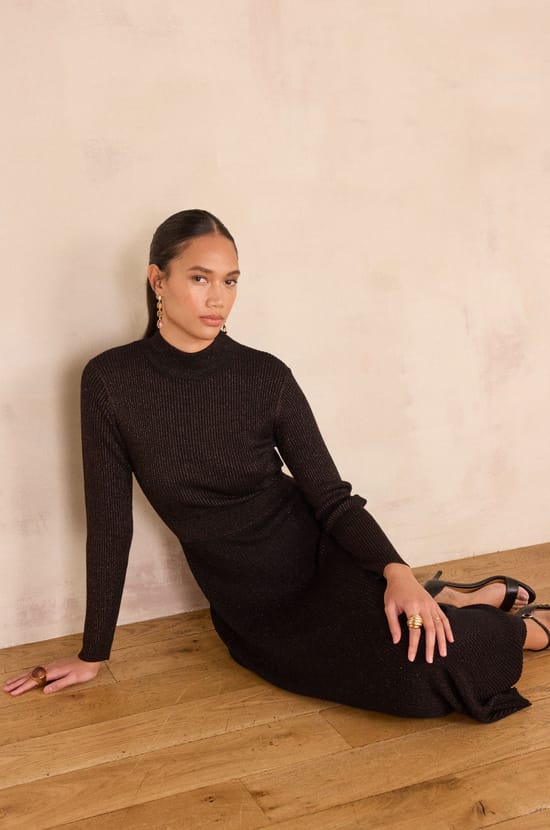 Glitter knit dress RADIEUSE;${refinementColor}