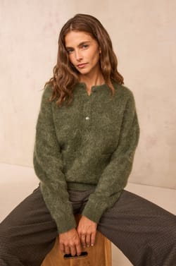 Long sleeve sage sweater in blended mohair ASSIA;${refinementColor}