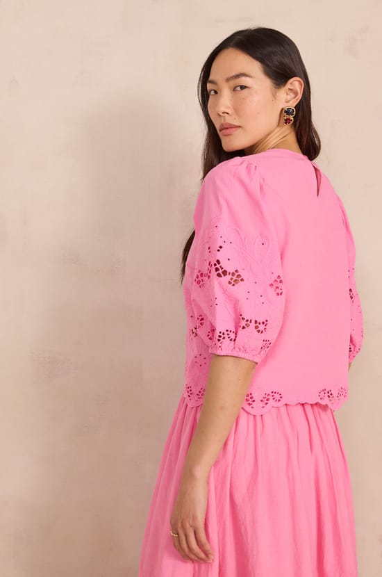 Embroidered blouse with 3/4 sleeves DAWSON;${refinementColor}